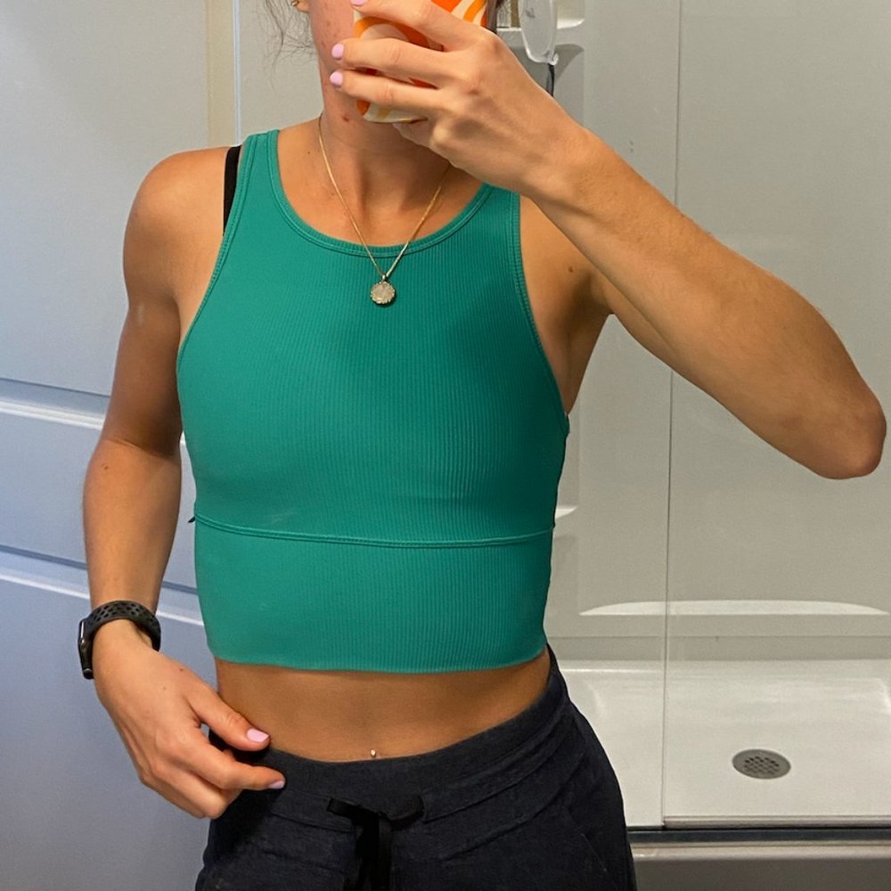 LuluLemon Power Pivot Ribbed Tank Top - Maldives Green